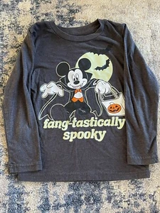 Boys Mickey Mouse Spooky Dracula Costume Halloween T-Shirt Glow in the Dark SZ 4 - Picture 1 of 5