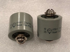 2x K15Y-1 27pF 10kV 8 kVAr HOCHSPANNUNG Türknauf Keramik Kondensator UdSSR NOS - Bild 1 von 6