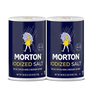 Morton Iodized Salt Round Cans All-purpose Pack of 2 26 Oz - Picture 1 of 6