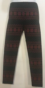 Polo Ralph Lauren Big Girls Fair Isle Stretch Red/Black Leggings Large 12-14 NWT - Picture 1 of 6