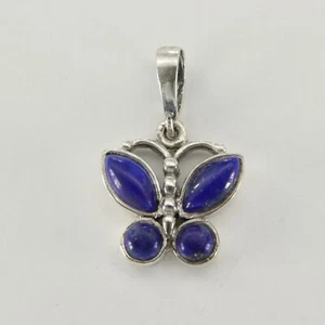 Colgante Mariposa Lapislázuli Azul Natural y Genuino PLATA ESTERLINA 925 #9e - Imagen 1 de 3