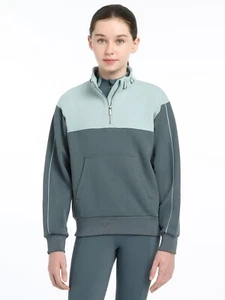 Lemieux Young Rider Kate Quarter Zip Sweat Shirt - Petrol/Glacier Teens Relaxed - Picture 1 of 11