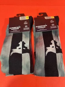 Under Armour Playmaker Project Rock Crew Socks Fisher Green, Mens 8-12. Two Pair - Picture 1 of 4