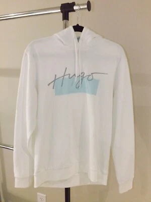 Hugo Boss Para Hombre Auténtica Sudadera con Capucha Blanca Manga Larga Pull-Over Sudadera con Capucha Foto 1 de 2