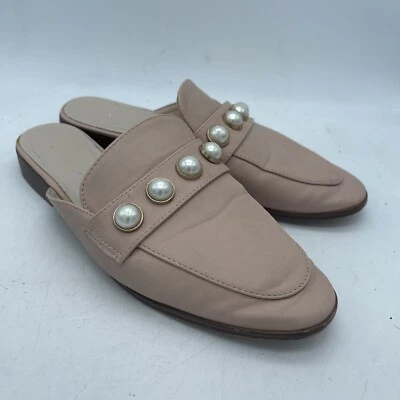 Catherine Malandrino Quentin Pink Faux Pearls Slip On Mules Flats Sz 7 - Image 1 of 4