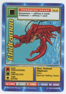 Ebidramon BO-18 Digimon Digi Battle Series 1 Tarjeta 1999 Bandai - Imagen 1 de 7
