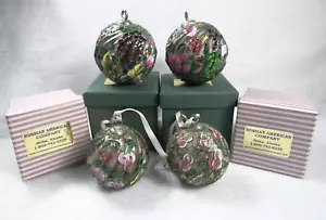 4 Adornos De Colección Esmaltados Redondos Vacaciones Navidad Russian American Co Floral - Imagen 1 de 20