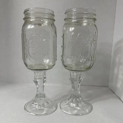 Lote de 2 copas de vino Southern Ball Mason Jar con tallo copa de té dulce 12 oz Foto 1 de 4