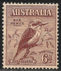 Australia #139 (A14) VF MINT - 1932 6p Laughing Kookaburra (Kingfisher) Bird - Picture 1 of 1