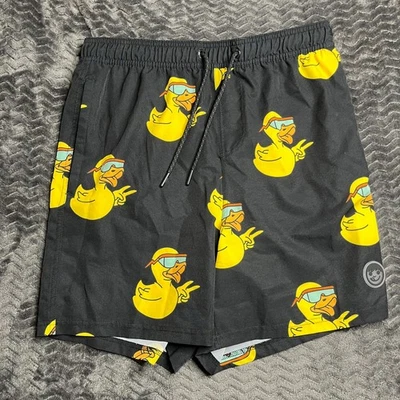 Neff Board Swim Shorts Mens L Black Unlined Rubber Ducks Sunglasses Novelty - Image 1 of 4