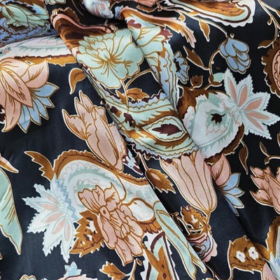 Silky Soft Satin Fabric 58'' Wide By Yard Vintage Paisley Material For Shawls - Image 1 of 4