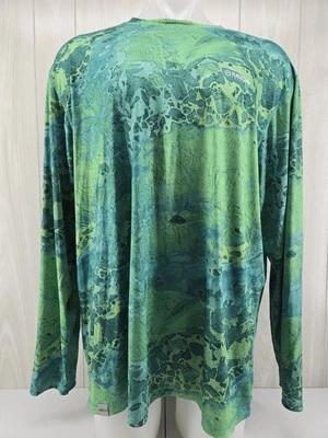 Magellan Fishing Shirt Realtree Fish Mens 2XL Green Reversible Stretch Wave - Image 1 of 4