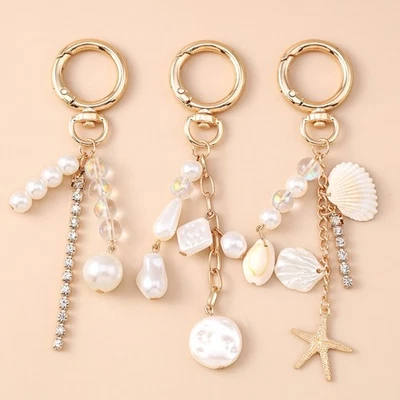 Stylish Shell Pearls Keychain For Women Beach Themed Accessory Summer Jewelry - Image 1 of 4