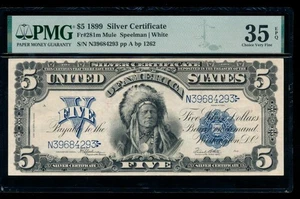 AC Fr 281 1899 $5 Silver Certificate PMG 35 EPQ CHIEF NOTE - Picture 1 of 2