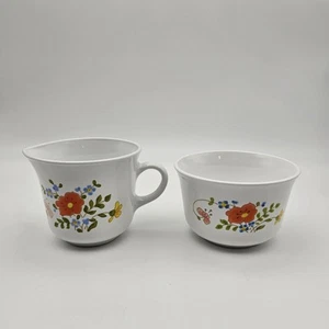 Corelle Corning Ware Wildflower Sugar Bowl & Creamer - Imagen 1 de 15