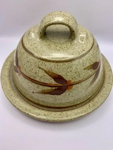 Studio Pottery Covered Cheese Dish Patterned Stoneware - Picture 1 of 5