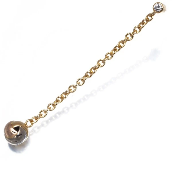 正品卡地亚耳环 钻石 Trinity 3 色球珠链 单 18K YG/WG/RG — 第 1/4 张图片