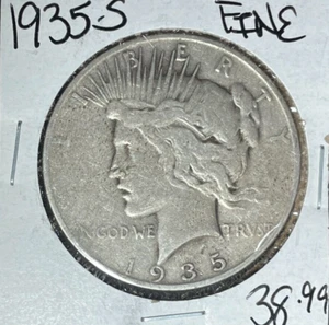 Dólar de plata de la paz 1935-S ~ fino ~ bonita moneda ~ - Imagen 1 de 2