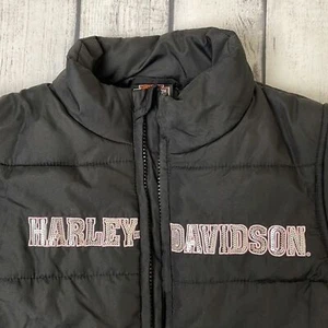 Harley Davidson Black Puffer Jacket Girls Size 5 (No Zipper) - Picture 1 of 10