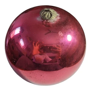 Vintage alte antike seltene große runde rosa Glas Kugel Weihnachtsschmuck Deutschland - Bild 1 von 10