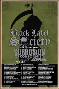 BLACK LABEL SOCIETY | CORROSION OF CONFORMITY 2018 Tour Ltd Ed RARE Poster! BLS