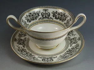 WEDGWOOD China - Patrón Negro Colombia - Sopa Golpe y Platillo - Imagen 1 de 4