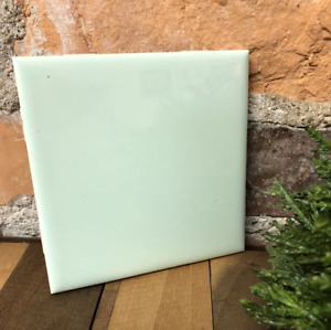 7  Mosaic Tile Square Glossy Light Jadeite Green  4 3/8” VTG  Reclaimed Salvage