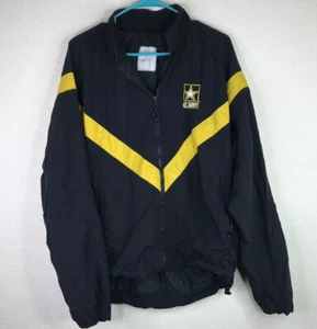 US Army Jacket Small Black Yellow Full Zip Logo Zipper Pockets Lightweight - Picture 1 of 7