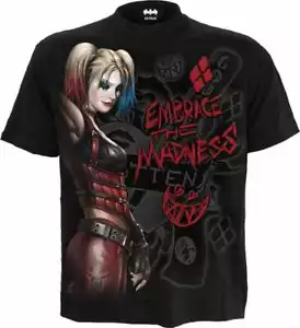 HARLEY QUINN - EMBRACE MADNESS - Front Print T-Shirt Black - Picture 1 of 5