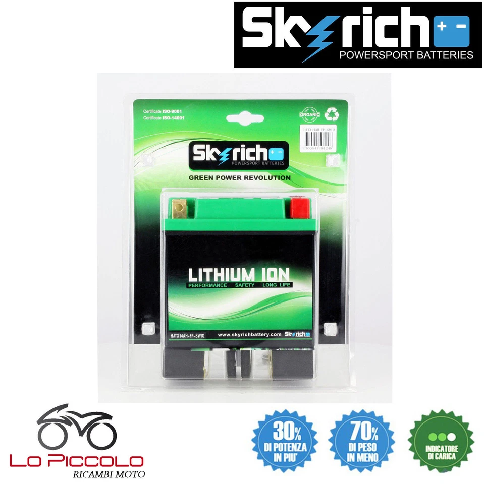 BATTERIA LITIO SKYRICH YTX14AHL-FP-S KAWASAKI GPZ 750 R NINJA 1985 1986 Foto 1 de 1