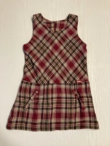 Vintage Oshkosh Pinafore Jumper Dres Size Red Plaid  - Picture 1 of 8