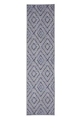 Diamond Geometric Runner - 2'x8' Light Grey, Moroccan Transitional Area Rug -517 - Image 1 of 4