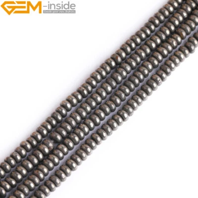 Серые пиритовые бусины-разделители серебряные бусины Rondelle для изготовления ювелирных изделий прядь 15 дюймов - Изображение 1 из 4