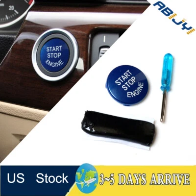 Blue Engine Start Stop Button Replace Cover For BMW 3 Series E90 E92 E93 E60 X5 Foto 1 de 4