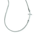 Petit collier croix latéral incurvé or blanc 14 carats SF2081-19"
