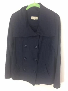 Mod-o-doc Knit Jacket Womens Small Navy Cotton Double Breasted - Picture 1 of 7