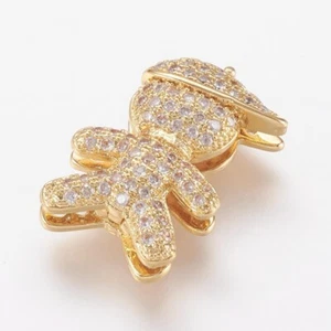 Clasp Fold Over 18.5x12x5.5mm CZ Boy Gold - Picture 1 of 3