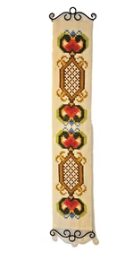 70's vtg BELL PULL retro MCM NEEDLEPOINT CROSS STITCH 40" SR1 - Picture 1 of 12