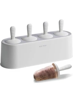 ICE POP Silicone Homemade Popsicle Ice Cream Maker 4 Piece White Mold Set - Picture 1 of 6