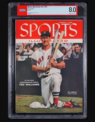 1 de agosto de 1955 Ted Williams Boston Red Sox Sports Illustrated Quiosco PSA 8.0 Foto 1 de 3