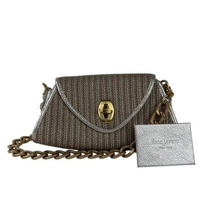 Eric Javits Shoulder Bag Womens Small Gold Silver Woven Metallic Chain Turn Lock - Image 1 of 4