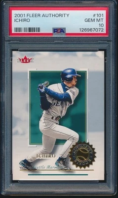 2001 Fleer Authority Ichiro Suzuki Rookie RC /2001 PSA 10 GEM MINT - Image 1 of 2