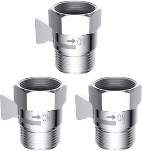 Hibbent All Metal 3 Pack Shower Head Flow Control Valve, G1/2 Brass Shut-off - Picture 1 of 6
