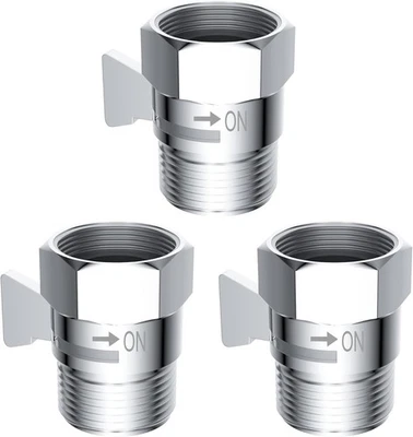 Hibbent All Metal 3 Pack Shower Head Flow Control Valve, G1/2 Brass Shut-off - Image 1 of 4
