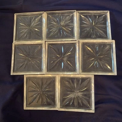 JUEGO DE POSAVASOS VINTAGE SQ CLEAR LUCITE STARBURST (8) ¡COLECCIONABLES Y ELEGANTES! Foto 1 de 4