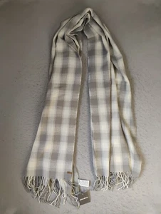 Eddie Bauer Flanell Schal hellgrau kariert One Size Acryl Fransen Freizeit - Bild 1 von 6