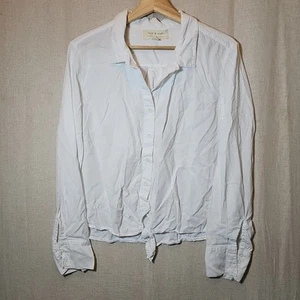 Cloth & Stone Womens White Button Up Tie Waist Casual Office Medium - Picture 1 of 12