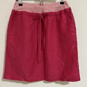 Anthropologie Daughters of The Liberation Pink Linen Drawstring Skirt Size 2 - Picture 1 of 7
