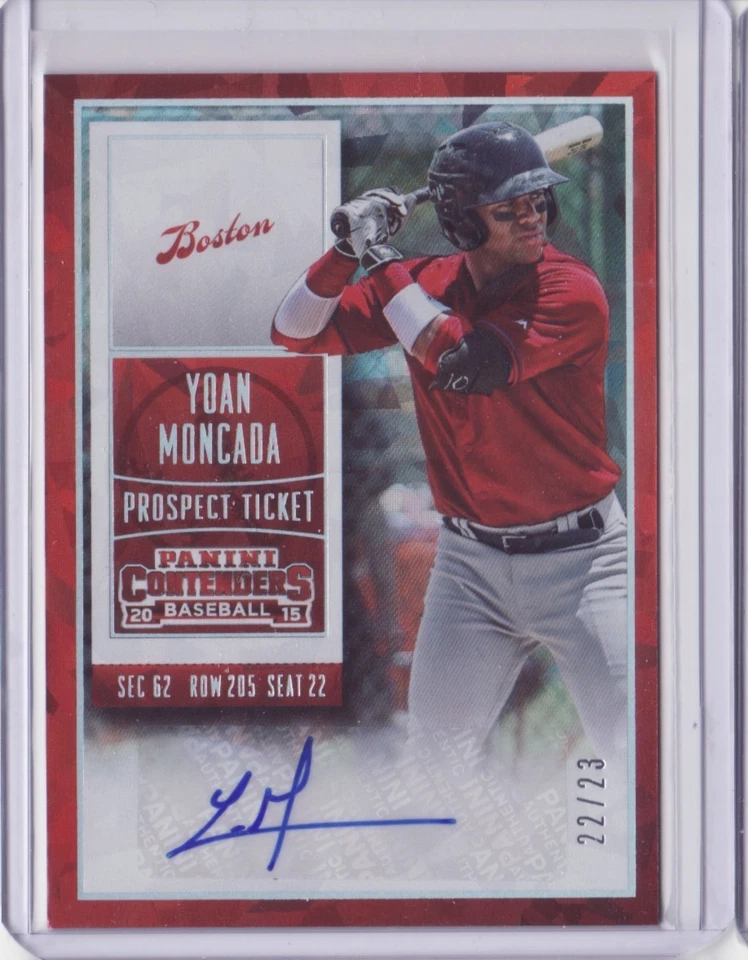 Boleto Contenders Prospect 2015 autógrafo hielo agrietado Yoan Moncada 22/23 automático Foto 1 de 1