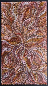 Rosemary Petyarre .Authentic Aboriginal Art. Bush yam flower, Size; 110 X 60cm - Picture 1 of 7